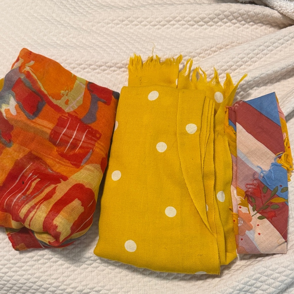 J. Crew Colorful Scarves Set - Red, Yellow, Blue